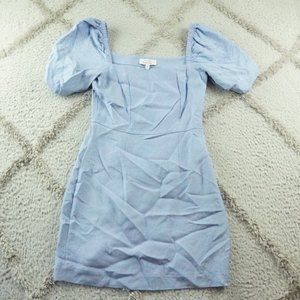 & other stories Puff Sleeve Jacquard Mini Dress Womens 4 Blue